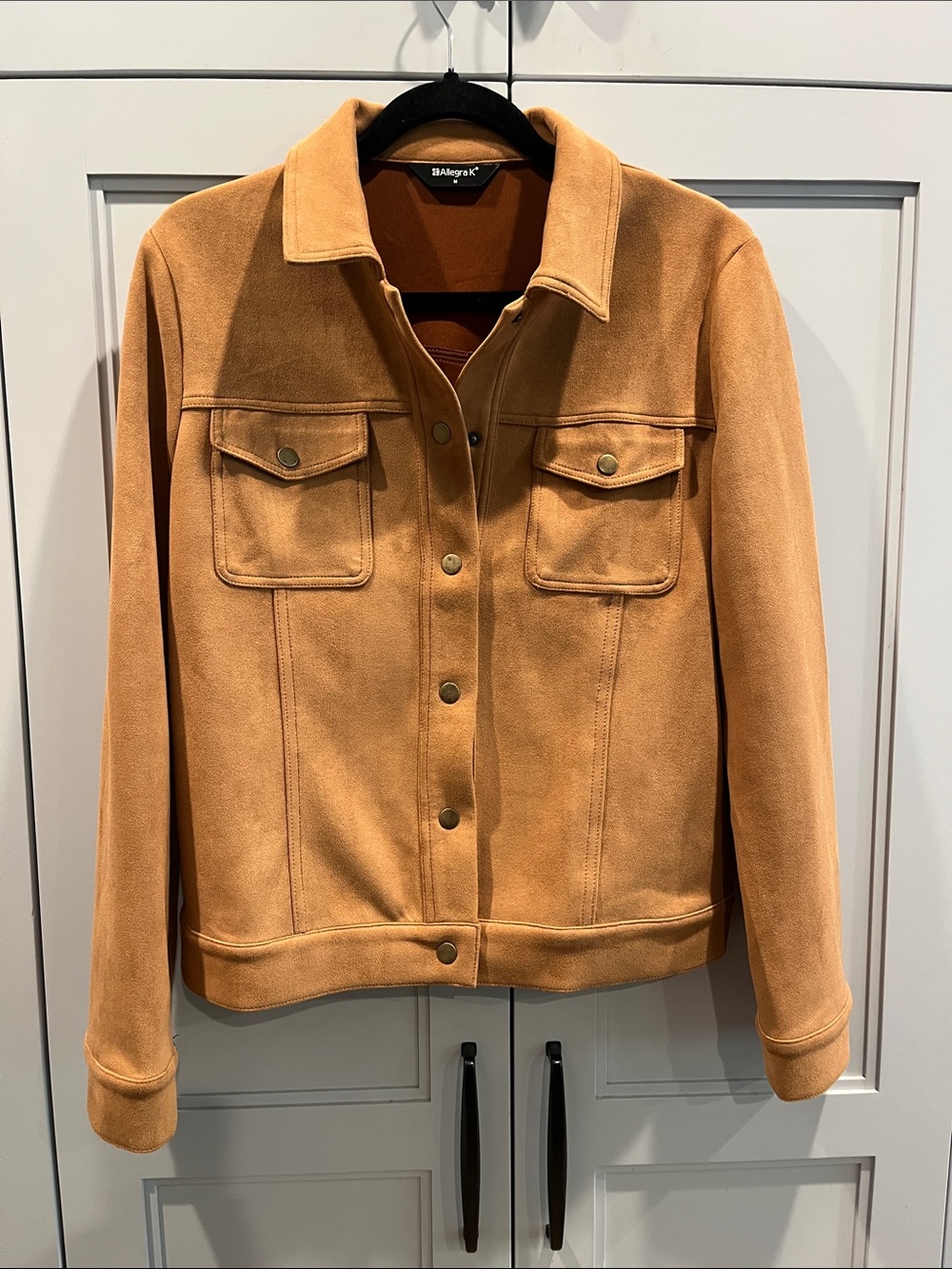 Allegra K Camel/Tan Suede-Look Button Jacket